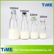 500ml 1000ml 1500ml Clip Ceramic Lid Botellas de Leche de Cristal Clara